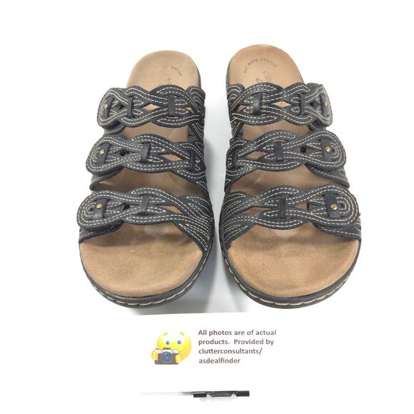 Collection by Clarks Leather Open Toe Sandal Womens Size 8.5 22545 Black - Picture 2 of 9